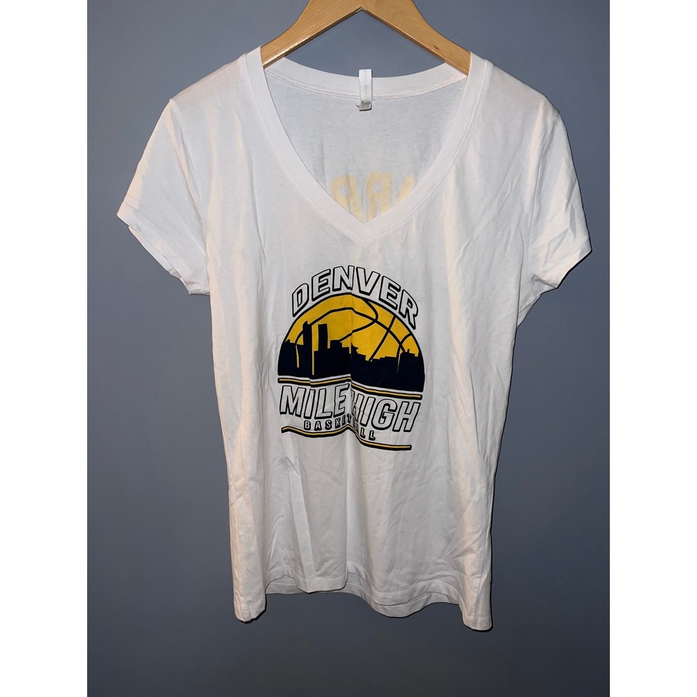 Reserved Denver Mile‎ High Basketball Jamal Murray 27 V-Neck T-Shirt White 2X